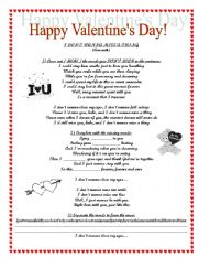 English Worksheet: Valentines day song activity