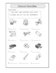 English Worksheet: School supplies