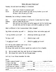 English Worksheet: Reported speech simple starter (1)