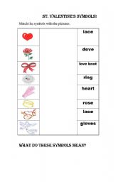 English Worksheet: Symbols of Valentines Day 