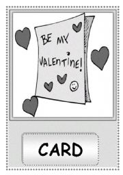 English Worksheet: Valentines Day Black and White Flashcards