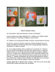 English Worksheet: St. Valentines Party plan