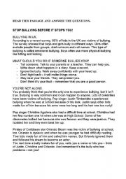 English Worksheet: BULLYING