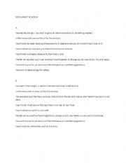 English Worksheet: Restaurant role play