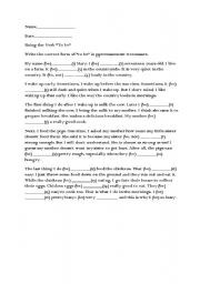 English worksheet: past  - present tense