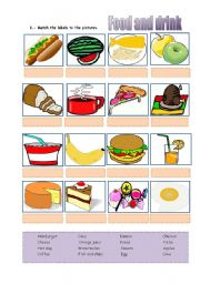 English Worksheet: food and drink