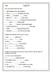 English Worksheet: Grammar