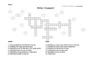English worksheet: winter crossword (and key)