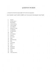 English Worksheet: Question words