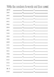 English worksheet: Numbers 1-10