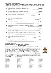 English Worksheet: KET Reading-writing pratice tests