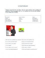 English Worksheet: The Job Game