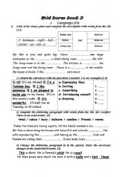English Worksheet: mid term test 3 7th form