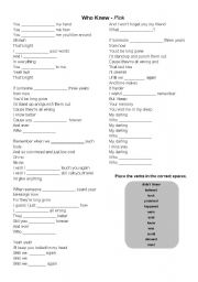 English Worksheet: SONG - Who knew - Pink