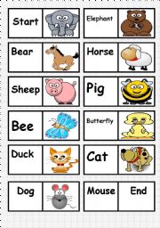 English Worksheet: ANIMALS DOMINO 1ST PART ( 1/3)