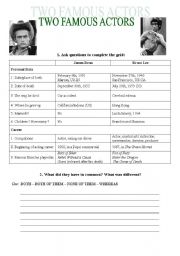 English Worksheet: Two famous actors