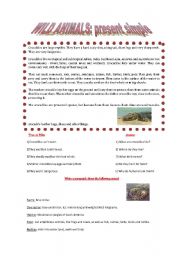 English worksheet: present simple and wild animals