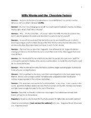 English Worksheet: willy wonka and the cholocate factory
