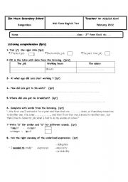 English Worksheet: Second form Eco Test Feb 2012