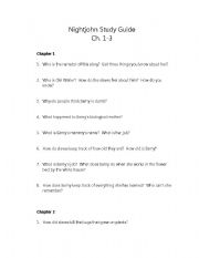 English Worksheet: Nightjohn Chapters 1-3