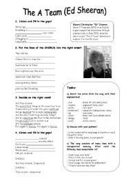 English Worksheet: The A Team Ed Sheeran