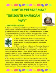 English Worksheet: SOUTH AMERICAN DRINK: MATE