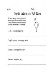 English worksheet: Capital Letters and Full Stops