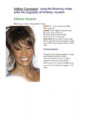 English Worksheet: WHITNEY HOUSTON