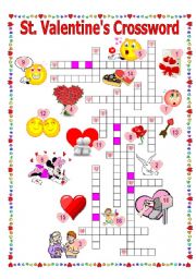 English Worksheet: St.Valentines #5. Crossword