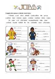 English Worksheet: JOBS - Job factfiles - 4 of 7