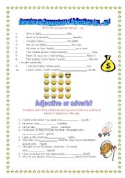 English worksheet: Adjectives and adverbs!! adjectives 2