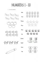 English Worksheet: numbers 1 -10