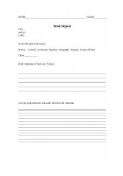 English Worksheet: book report