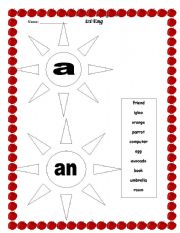 English Worksheet: a and an