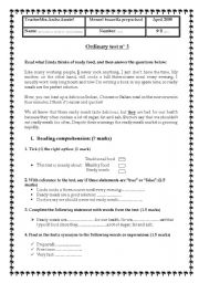 English Worksheet: english test for 9th formers n 4