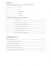 English worksheet:  Personal Questions (wh and Yes No) in the  present continuous  past simple and  future going to