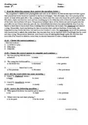 English Worksheet: reading