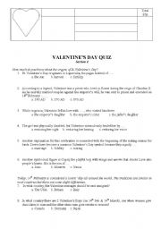 English Worksheet: Valentine Quiz