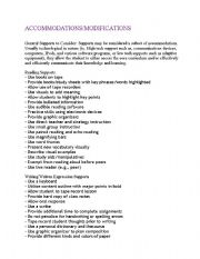English Worksheet: Modifications/Accomodations