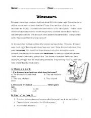 English Worksheet: Dinosaurs