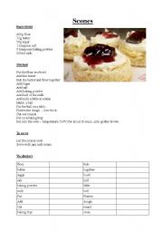English Worksheet: scone recipe
