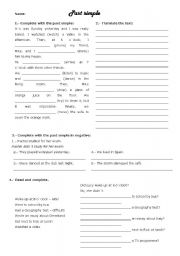 English Worksheet: Past simple