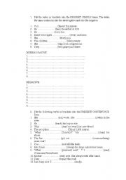 English worksheet: present simple and continuous