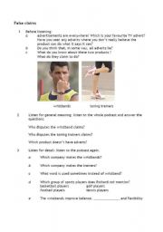 English Worksheet: False Claims