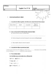English Worksheet: A mid-term test 1st-form