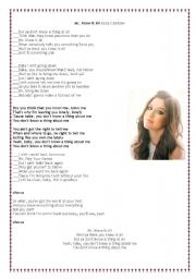 English Worksheet: Song: Mr. Know It All by Kelly Clarkson