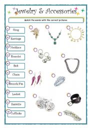 English Worksheet: Jewelry and Accessories