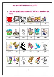 English Worksheet: PAST FORMS OF ACTION VERBS - PICTIONARY WORKSHEET - PART 1 of 3