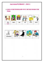 English Worksheet: PAST FORMS OF ACTION VERBS - PICTIONARY WORKSHEET - PART 3 of 3