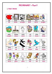 English Worksheet: PAST FORMS OF ACTION VERBS-PICTIONARY-HAND OUTS PART 1 of 3